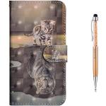 Grandoin Galaxy S9 Plus Hülle, Handyhülle im Brieftasche-Stil für Samsung Galaxy S9 Plus Handytasche PU Leder Flip Cover 3D Bunte Muster Book Case Schutzhülle (Katze und Tiger)