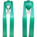 Grüne Hatsune Miku Cosplay-Perücken & Manga-Perücken aus Polyester für Damen 