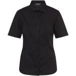 Schwarze Unifarbene Kurzärmelige Hemdblusen für Damen Größe S 