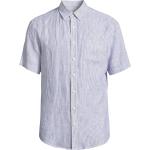 Blaue Kurzärmelige Kentkragen Hemden mit Kent-Kragen aus Leinen für Herren Größe 3 XL 