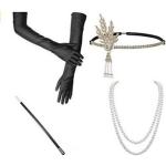 Gamesalor Bead-Ketten-Set »4Stck 1920 Damen Kostüm Gatsby Charleston Flapper Zigarette Handschuhe Halskette«