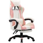 Vidaxl - Gaming-Stuhl mit Fußstütze Rosa und Weiß Kunstleder