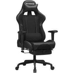 Gaming-Stuhl mit Kippfunktion und Fußstütze schwarz