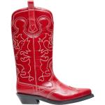Rote Bestickte Ganni Spitze Nachhaltige Cowboy-Boots & Cowboystiefeletten aus Leder für Damen Größe 36 