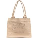 Beige Bestickte Ganni Nachhaltige Tote Bags & Henkeltaschen aus Canvas für Damen 