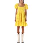 Reduzierte Gelbe Ganni Bio Mini Nachhaltige Minikleider & kurze Kleider mit Puffärmeln mit Reißverschluss für Damen Größe L 