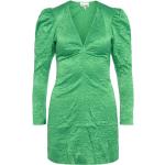 Grüne Ganni Mini Nachhaltige V-Ausschnitt Rüschenkleider mit Rüschen aus Satin für Damen Größe S 