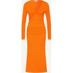 Reduzierte Orange Langärmelige Ganni Maxi Nachhaltige V-Ausschnitt Taillierte Kleider aus Jersey für Damen Größe S 