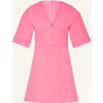 Reduzierte Pinke Kurzärmelige Ganni Nachhaltige V-Ausschnitt Kleider A-Linie mit Reißverschluss aus Polyester für Damen Größe S 