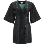 Reduzierte Schwarze Ganni Mini Nachhaltige V-Ausschnitt Minikleider & kurze Kleider für Damen Größe M für den für den Winter 