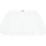 Reduzierte Weiße Elegante Ganni Nachhaltige V-Ausschnitt Peplum-Shirts & Schößchen-Shirts mit Puffärmeln für Damen Größe M 