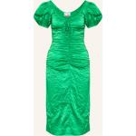 Reduzierte Grüne Ganni Maxi Nachhaltige Taillierte Kleider mit Puffärmeln mit Reißverschluss aus Satin für Damen Größe S 