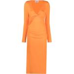 Reduzierte Orange Ganni Nachhaltige V-Ausschnitt Sommerkleider aus Lyocell für Damen Größe M für den für den Sommer 