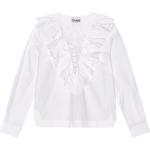 Reduzierte Weiße Elegante Ganni Bio Nachhaltige V-Ausschnitt Festliche Blusen für Damen Größe S 