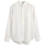 Weiße Bestickte Casual Gant Button Down Kragen Shirts mit Tasche aus Leinen für Herren Größe S für den für den Sommer 
