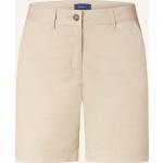 Beige Gant Chino-Shorts mit Reißverschluss aus Baumwolle für Damen Größe M 