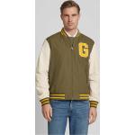Olivgrüne Gant Stehkragen College-Jacken mit Reißverschluss aus Polyester für Herren Größe L 