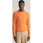 Peachfarbene Gant Rundhals-Ausschnitt Zopfpullover aus Baumwolle für Herren Größe XL 