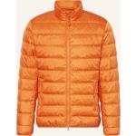 Orange Gesteppte Gant Stehkragen Leichte Daunenjacken mit Reißverschluss aus Polyester für Herren Übergrößen 