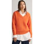Orange Casual Gant V-Ausschnitt Strickpullover aus Wolle für Damen Größe XL 