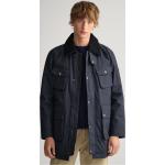 Blaue Gant Wachsjacken mit Reißverschluss aus Baumwolle für Herren Größe M für den für den Herbst 