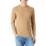 Reduzierte Khakifarbene Langärmelige Gant Pique Rundhals-Ausschnitt Rundhals-Pullover aus Baumwolle für Herren Größe 3 XL 
