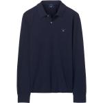 Blaue Unifarbene Langärmelige Gant Pique Langarm-Poloshirts für Herren Größe L 