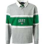 Reduzierte Graue Langärmelige Gant Langarm-Poloshirts mit Knopf aus Jersey für Herren Größe M 