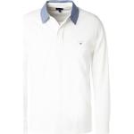 Weiße Unifarbene Langärmelige Gant Langarm-Poloshirts mit Knopf aus Baumwolle für Herren Größe XL für den für den Frühling 