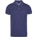 Reduzierte Marineblaue Melierte Kurzärmelige Gant Rugger Herrenpoloshirts & Herrenpolohemden mit Knopf aus Baumwolle Größe S 