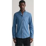 Indigofarbene Gant Button Down Kragen Slim Fit Hemden aus Chambray für Herren Größe 4 XL 