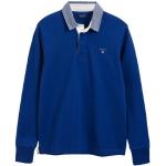 Blaue Unifarbene Langärmelige Gant Rugger Langarm-Poloshirts aus Baumwolle für Herren Größe 5 XL 