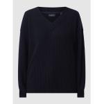 Reduzierte Marineblaue Oversize Gant V-Ausschnitt Strickpullover aus Wolle für Damen Größe L 