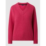 Reduzierte Pinke Oversize Gant V-Ausschnitt Strickpullover aus Wolle für Damen Größe S 