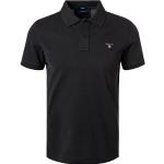 Schwarze Kurzärmelige Gant Kurzarm-Poloshirts mit Knopf aus Baumwolle für Herren Größe 4 XL 