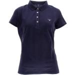 Blaue Sportliche Kurzärmelige Gant Pique V-Ausschnitt Kurzarm-Poloshirts aus Baumwolle mit Kapuze für Damen Größe XS 