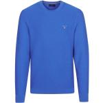 Reduzierte Blaue Langärmelige Gant Rundhals-Ausschnitt Rundhals-Pullover aus Baumwolle enganliegend für Herren Größe S für den für den Herbst 