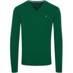 Reduzierte Grüne Gant V-Ausschnitt Herrenpullover aus Wolle enganliegend Größe 3 XL 