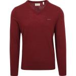 Reduzierte Bordeauxrote Unifarbene Gant Wollpullover aus Wolle für Herren Größe 3 XL 