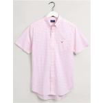 Pinke Kurzärmelige Gant Button Down Kragen Herrenkurzarmhemden aus Baumwolle 