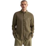 Grüne Bestickte Gant Button Down Kragen Leinenhemden aus Leinen für Herren Größe XXL für den für den Sommer 