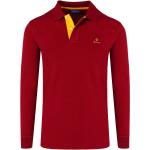 Rote Unifarbene Langärmelige Gant Langarm-Poloshirts aus Baumwolle für Herren Größe 3 XL 