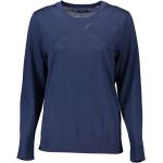 Reduzierte Blaue Langärmelige Gant Rundhals-Ausschnitt Wollpullover aus Wolle für Damen Größe XS 