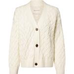 Weiße Gant V-Ausschnitt Grobstrickjacken aus Baumwollmischung für Damen Größe XXL für den für den Herbst 
