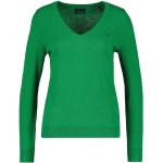 Reduzierte Grüne Unifarbene Casual Langärmelige Gant V-Ausschnitt Strickpullover aus Wolle Handwäsche für Damen Größe L 