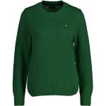 Reduzierte Grüne Unifarbene Langärmelige Gant Rundhals-Ausschnitt Strickpullover aus Baumwolle mit Kapuze für Damen Größe XXL 