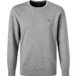 Graue Melierte Casual Gant Herrensweatshirts aus Baumwollmischung Größe 3 XL für den für den Herbst 