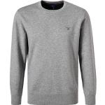 Graue Unifarbene Gant Herrensweatshirts aus Baumwollmischung Größe 5 XL 