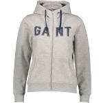 Reduzierte Graue Melierte Gant Zip Hoodies & Sweatjacken mit Reißverschluss aus Baumwolle mit Kapuze für Damen Größe S 