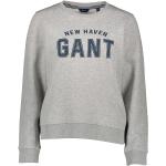 Reduzierte Graue Melierte Gant Rundhals-Ausschnitt Damensweatshirts aus Baumwolle Größe M 